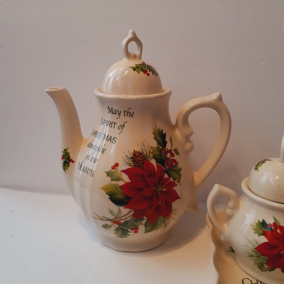 Cracker Barrel Christmas Season Of Peace Tea Set And Serving Platter - Picture 4 of 11
